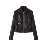 Women's Turn-Down Collar PU Leather Jacket